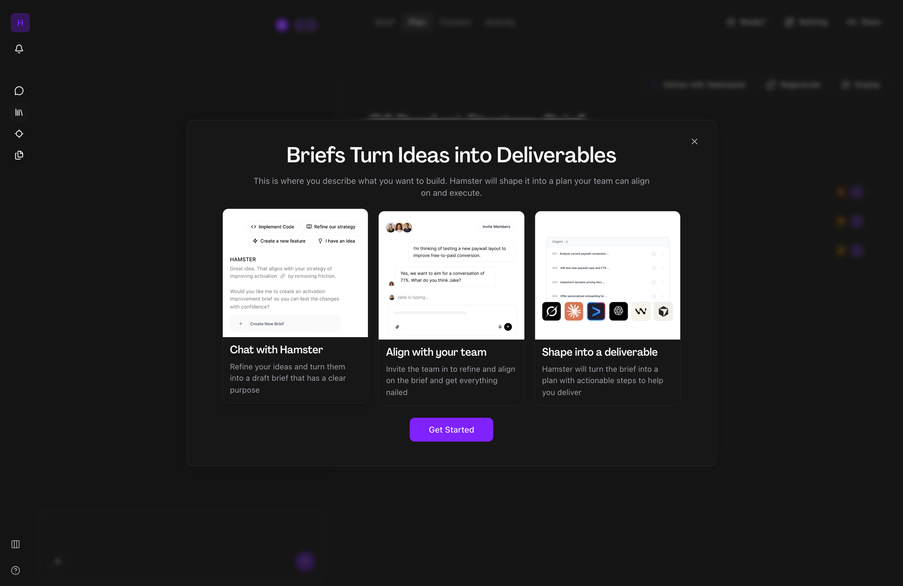 AI running product process in Hamster Studio