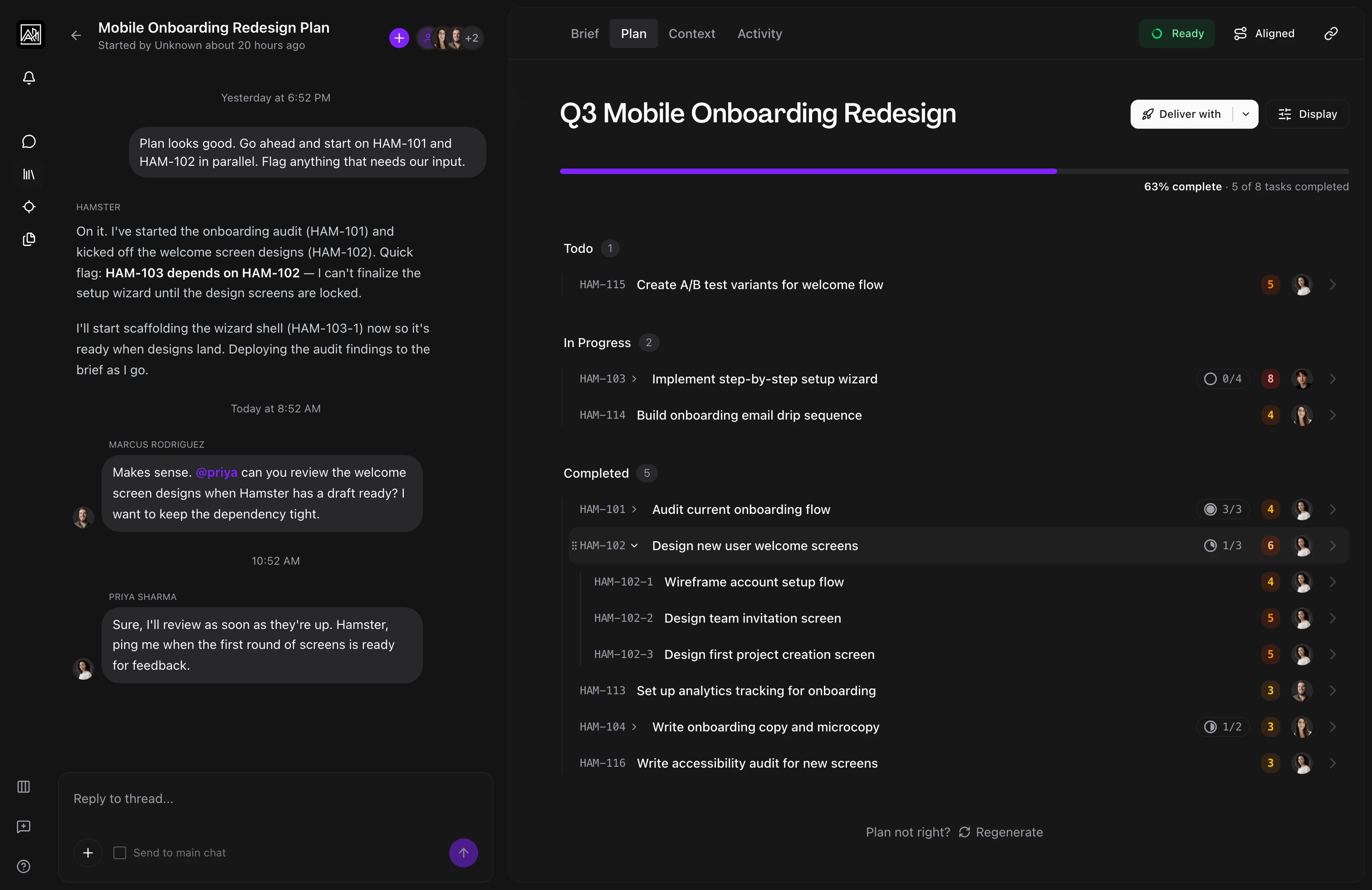 AI running product process in Hamster Studio