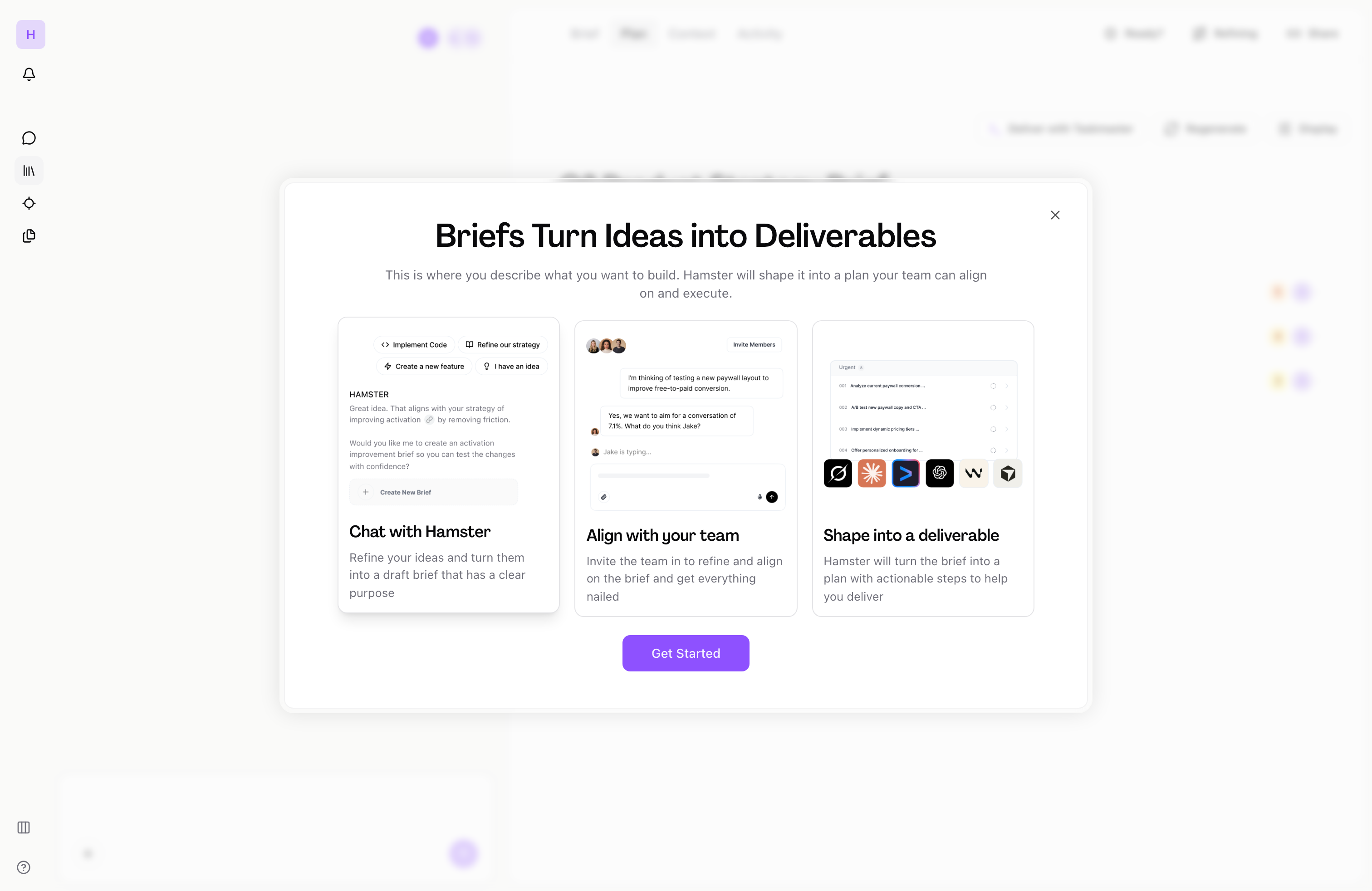 AI running product process in Hamster Studio