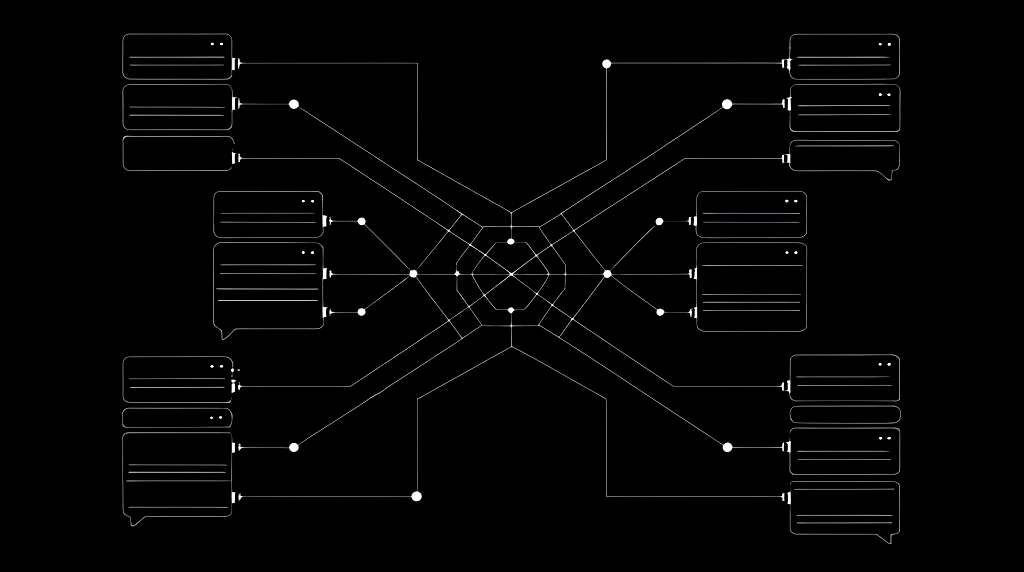 Chat bubbles and messaging interface on a screen