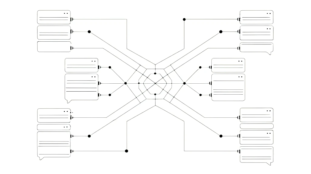 Chat bubbles and messaging interface on a screen