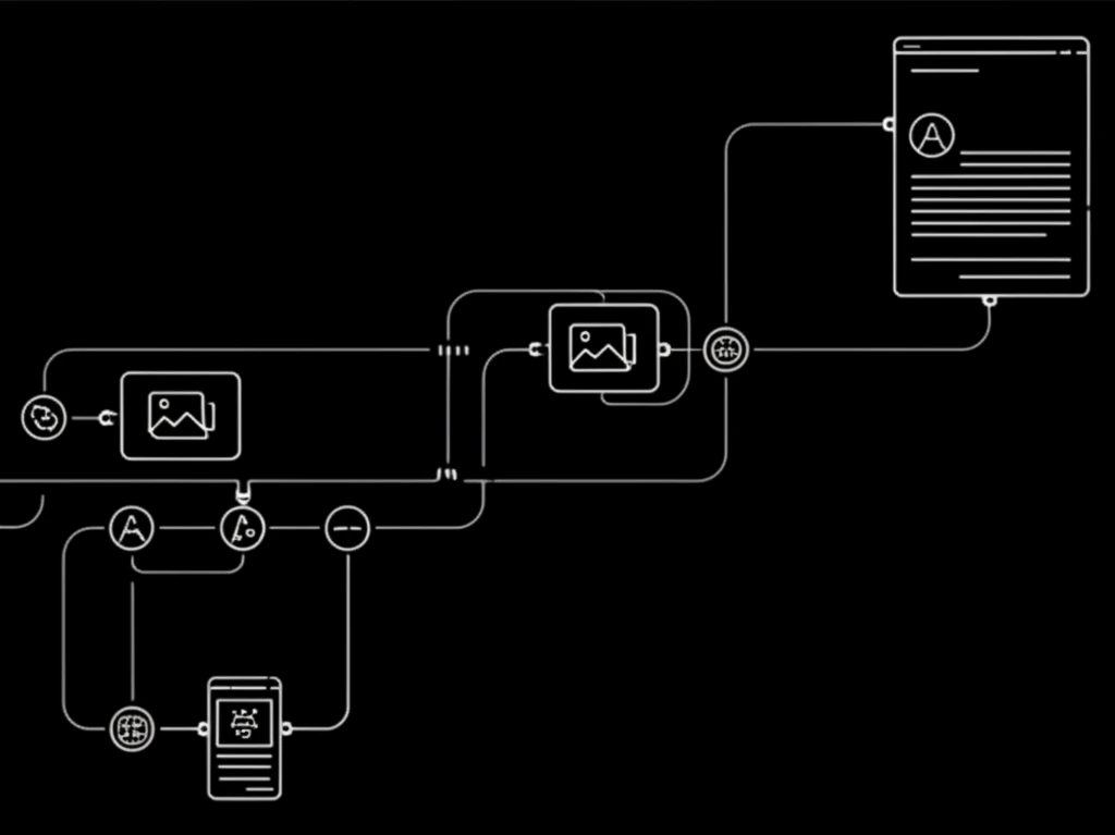 Abstract line art representing plan builder chat mode and image context enrichment