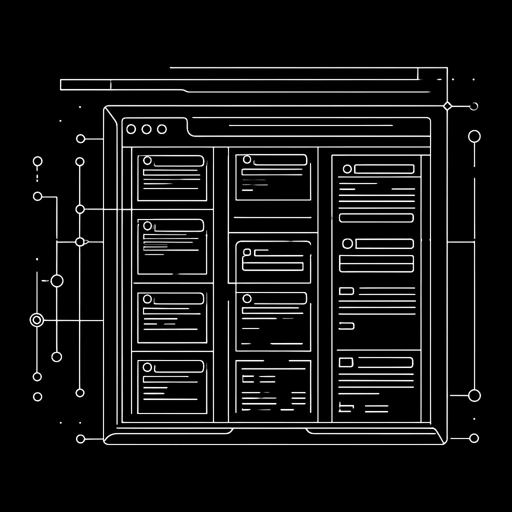 Abstract line art representing single-click claude desktop install, task metadata, and loop verbose mode